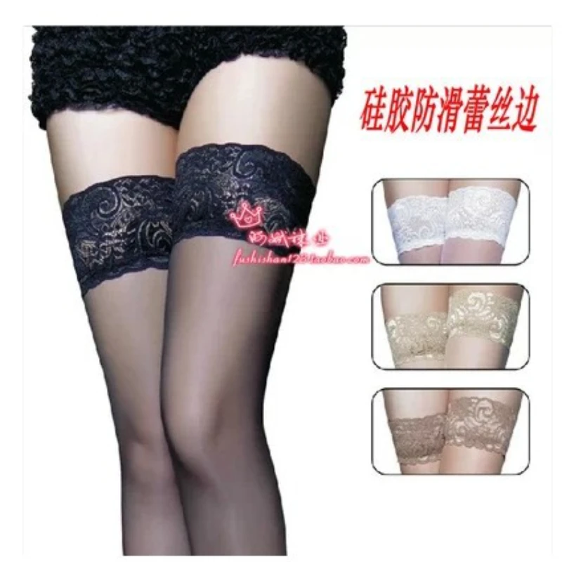 Sexy Lace Stockings Transparent Sexy Knee High Socks Thigh High Long Socks Stockings with Anti-slip Stocking for Women Erotic