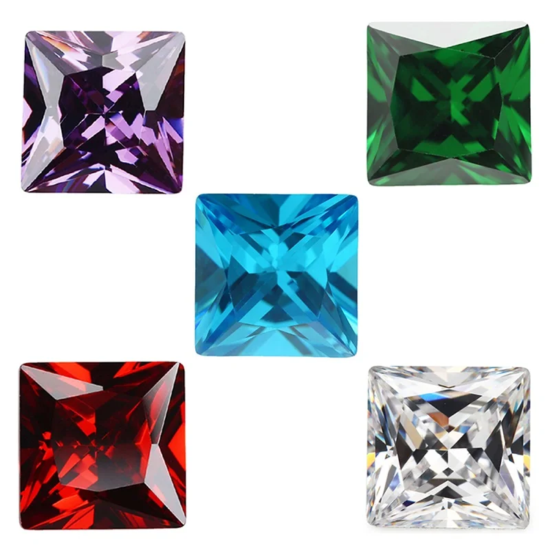 

3x3mm~10x10mm Princess Cut Cubic Zirconia Stone White Garnet Amethyst Green SeaBlue Mix 5 Color 5A Loose CZ Synthetic Gemstone