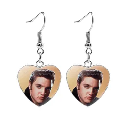 2024 I Love Elvis orecchini per le donne ragazze popolare cantante Star Poster Charm a forma di cuore ciondola l'orecchino per I fan gioielli regalo