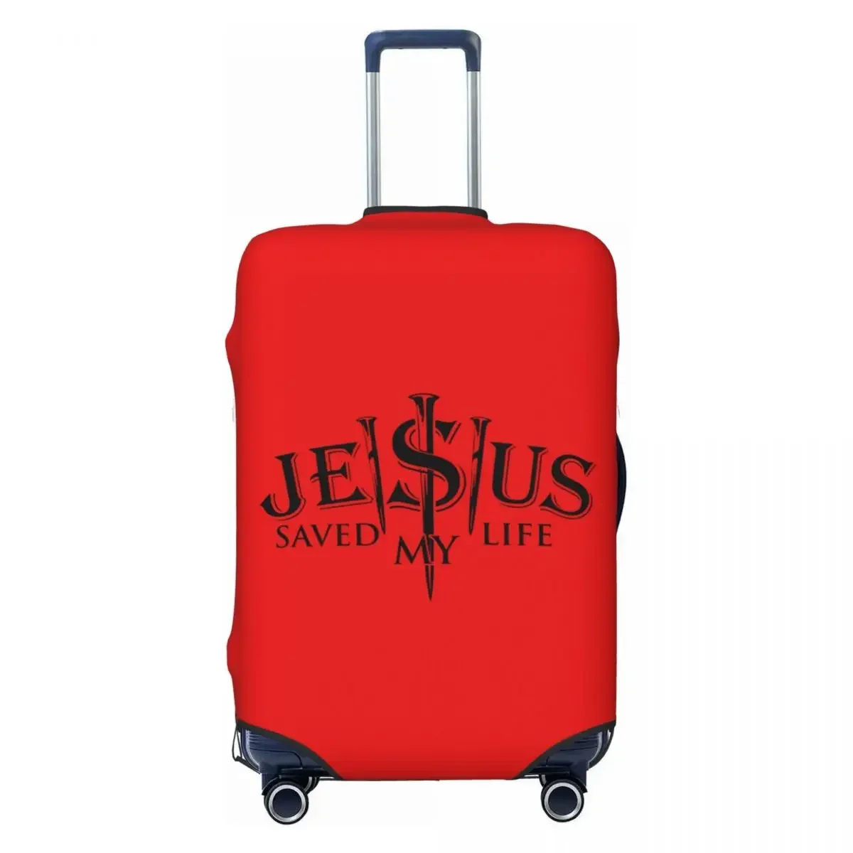 Custom Saved My Life Travel Luggage Cover Washable Christ Religion Christian Faith Suitcase Cover Protector Fit 18-32 Inch