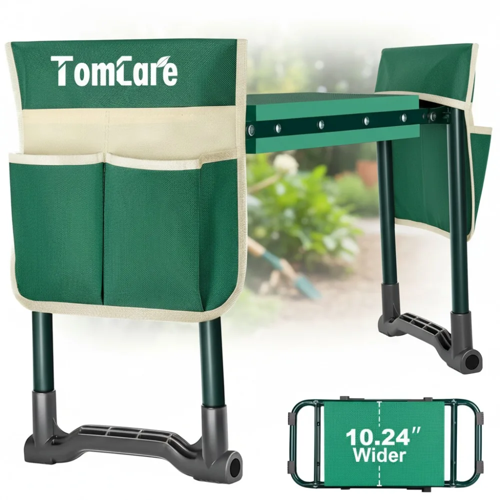 

Foldable Garden Kneeler Seat with 2 Tool Pouches, Heavy Duty Stable Gardening Stool for Seniors Women Men