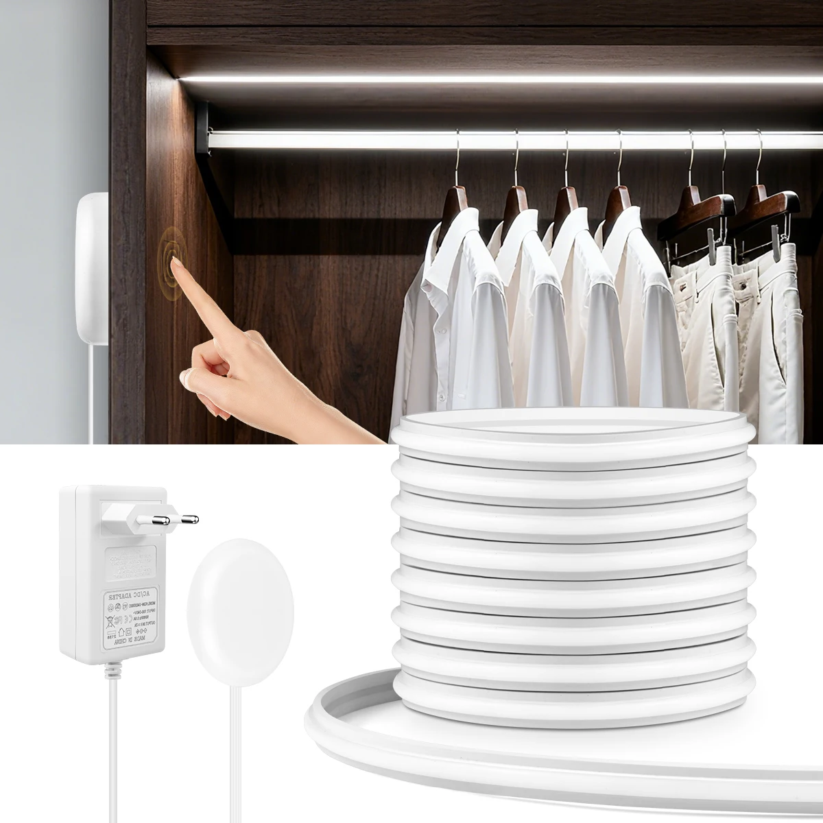 

Высококачественная неоновая светодиодная лента Cob 24 В под шкафом, светодиодная подсветка с регулируемой яркостью сенсорного датчика и ручного сканирования для шкафа, кухни, декоративная лампа