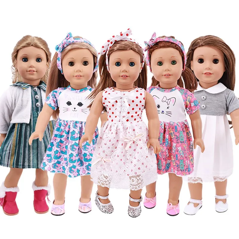 1Pc cute Kitty Doll Clothes Accessories Dress For 18 Inch American of Girl&43 Cm Baby New Born Reborn Doll Russia Toy Gift