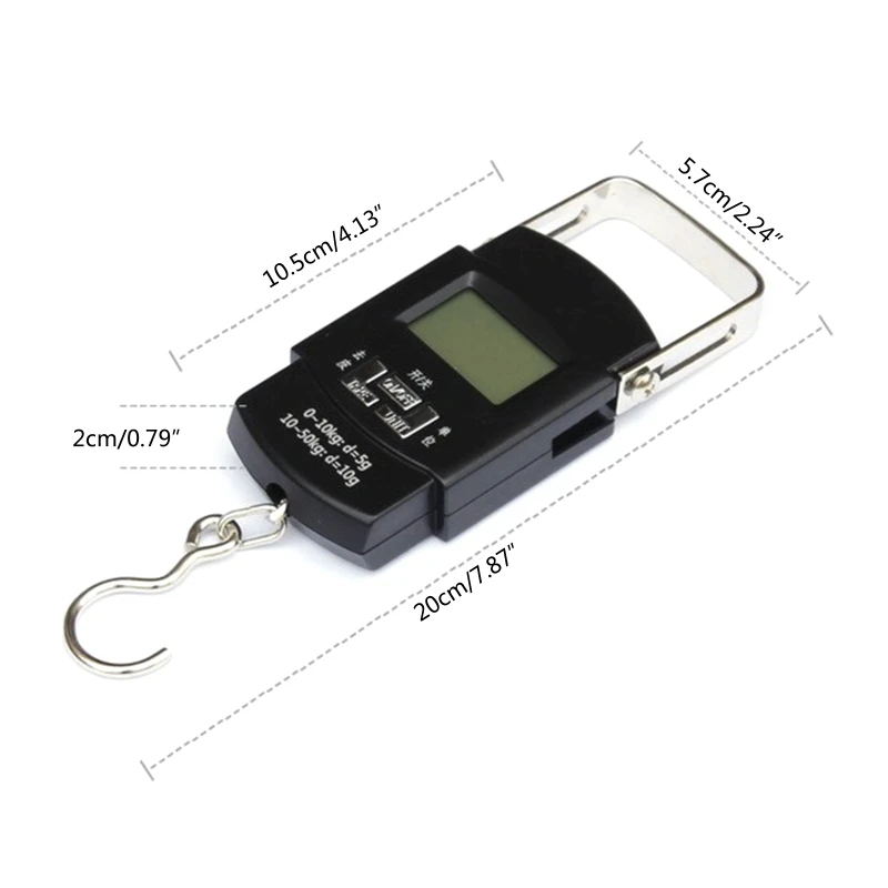 Digital Luggage Scale 110lb /50kg Portable Mini Electronic Scale with Fishing Hook Tare Function Backlit LCD Display