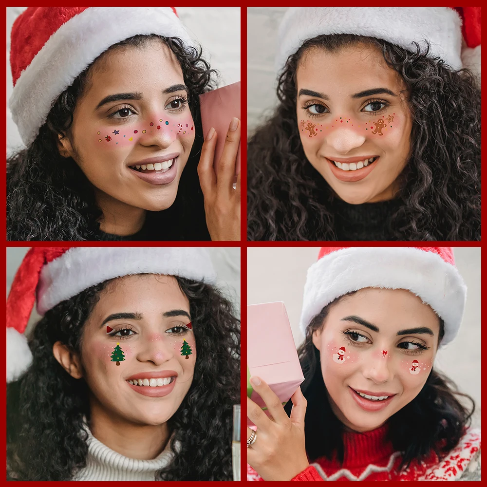 Freckles Face Tattoo For Christmas Makeup Temporary Tattoo Stickers Kids Women Body Art Tattoos Waterproof Snowflake Santa Tatoo
