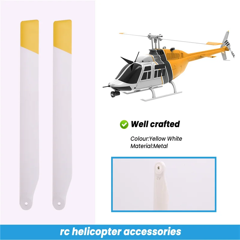 ABKQ-3Pair RC helicóptero de juguete actualización C138 juego de alas de Rotor para RC ERA C138 Bell 206 1:33 piezas de helicóptero de juguete RC amarillo blanco
