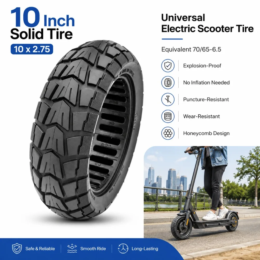 10 Inch Electric Scooter Universal 10 * 2.75 Explosion-proof Solid Tire,No Inflation,Anti Puncture,Wear-resistant Honeycomb Tire