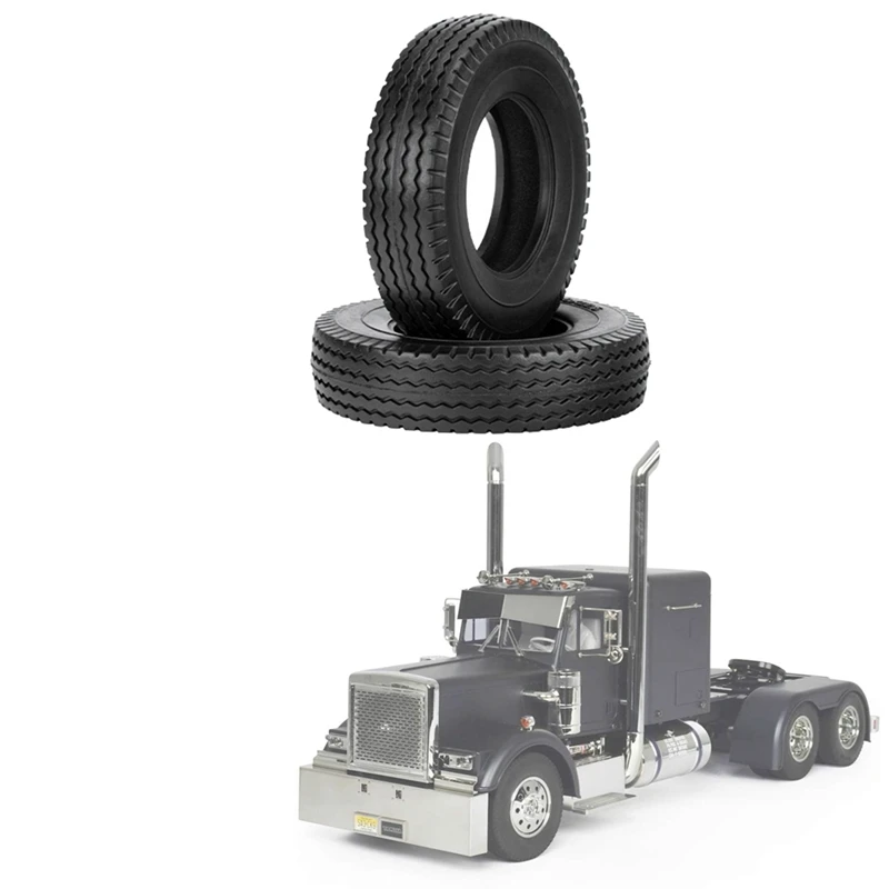 2Pcs 19Mm Hard Rubber Tires For 1/14 Tamiya RC Semi Tractor Truck Tipper SCANIA MAN King Hauler ACTROS Upgrades Parts