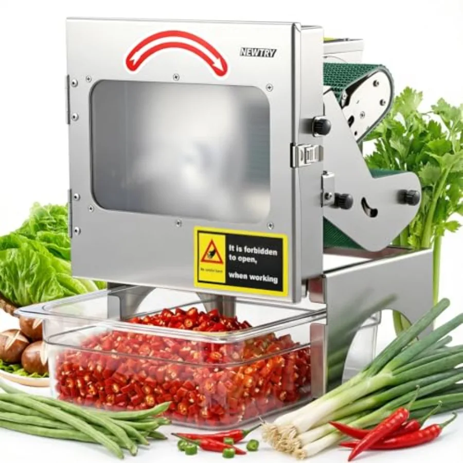 

Commercial Vegetable Slicer Machine 200W Electric Food Processor with Automatic Conveyor Belt 400LB/H Thickness Adjustable for