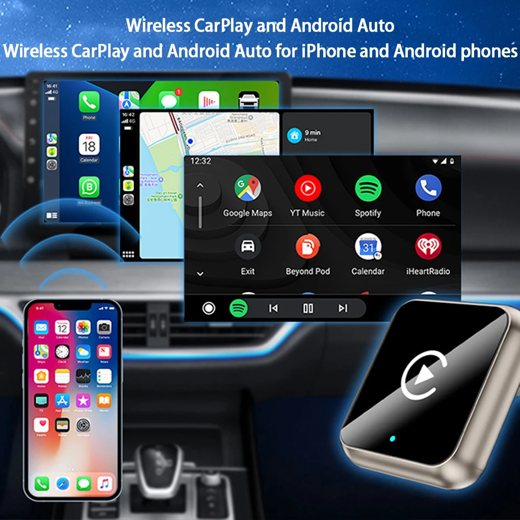 2 in1 Wireless Carplay Adapter Android Auto WiFi BT Stable Connect Support Multi App Smart Voice Remote Systems Car Play