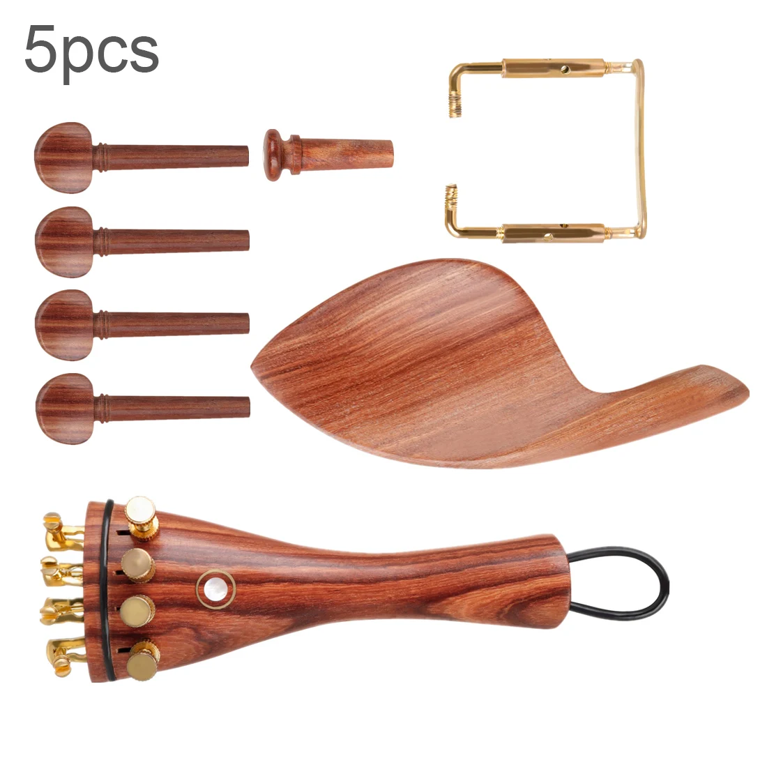 4/4 Jujube Wood Violin Parts Tailpiece Fine Tuning Tuning Pegs Chin Rest End Pin Violin Accessories