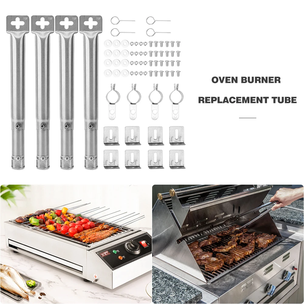 

Useful Grill Burner Tube 4pcs BBQ Replacement Pipe Camping Tool Grill Tube Spare for Household Kitchen BBQ Supplies