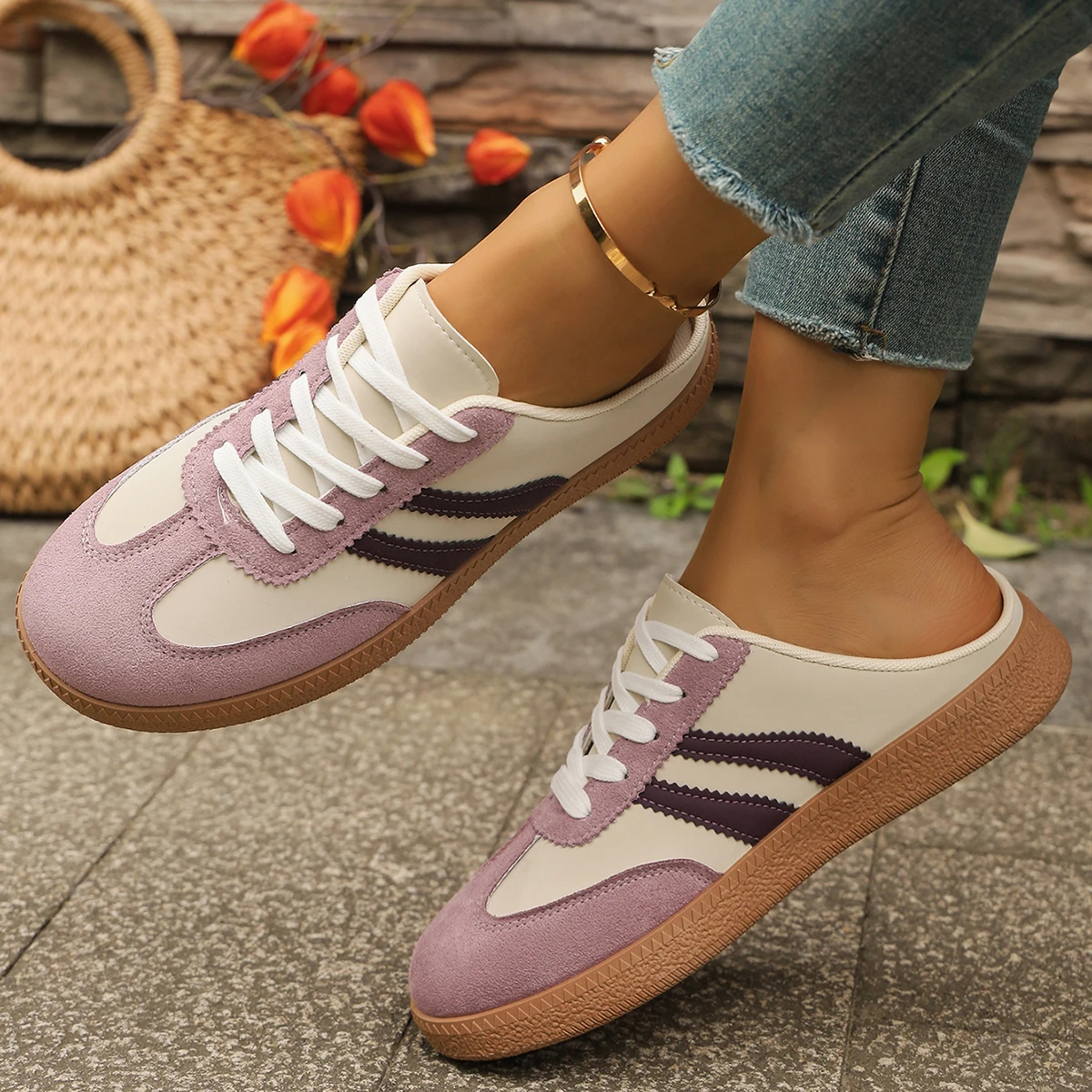Sommerliche neue runde Zehenpartie, dicksohlige, bequeme Freizeitpantoffeln, modische und sexy Schnürschuhe, heiß begehrte MÜLLER Schuhe für Damen