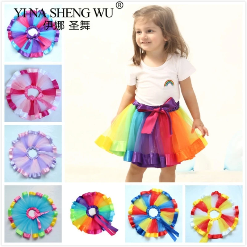 3M-8T Mini Pettiskirt Party Ball 2025 Tutu Skirt Baby Girl Skirt Princess Rainbow Chiffon Skirt Girls' Clothing Children's Clot