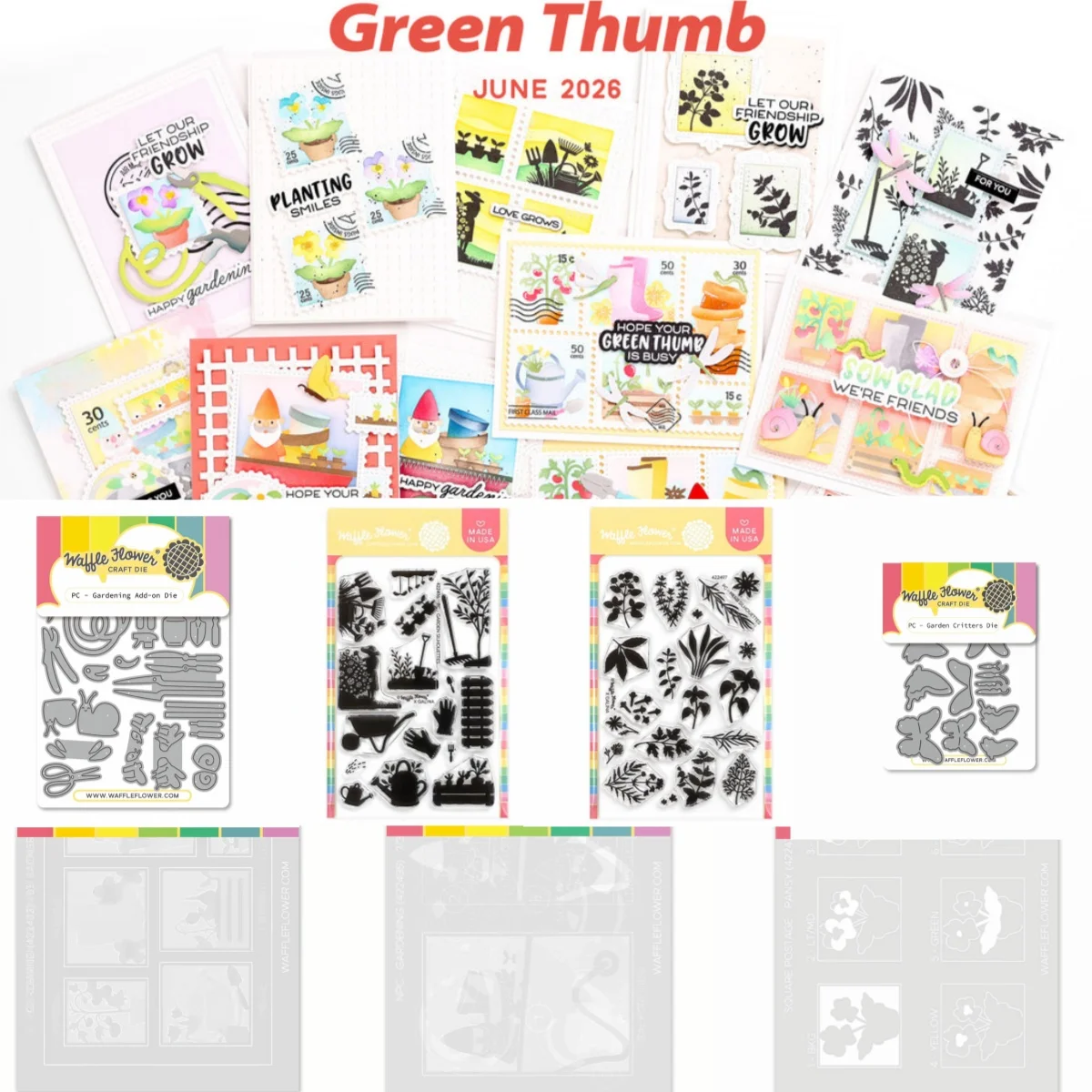 Garden Postage Collage Gardening Add ons Metal Cutting Dies Clear Stamps Stencil for DIY Making Card Scrapbook Craft June 2026