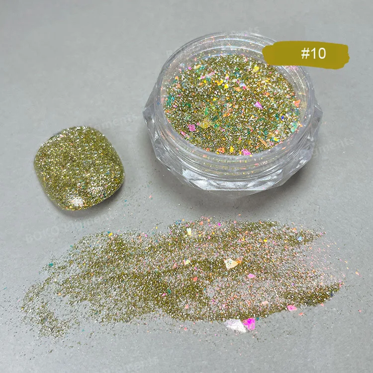 1Jar 0.5g Reflective Sparkling Diamond Nail Powder Aurora Reflective Glitter DIY Sequin Shiny Chrome Pigment Nails Art Rub Dust