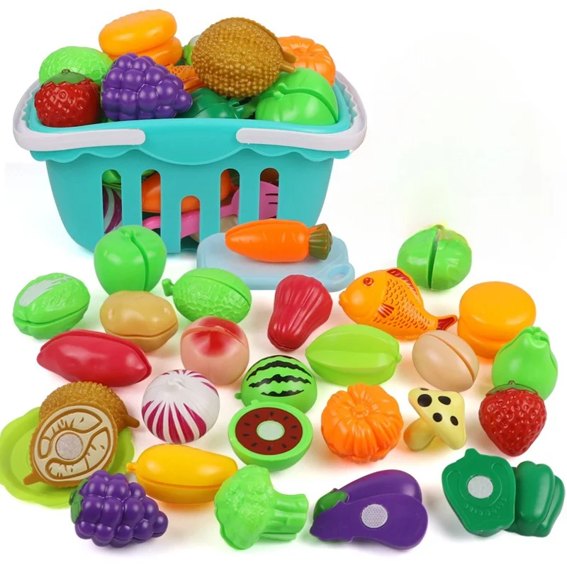 25 PCs Set DIY Fruit Cutting Music Toy Simulation Vegetable Fruit and Vegetable Children's Toy Girl Boy Kitchen Food Set