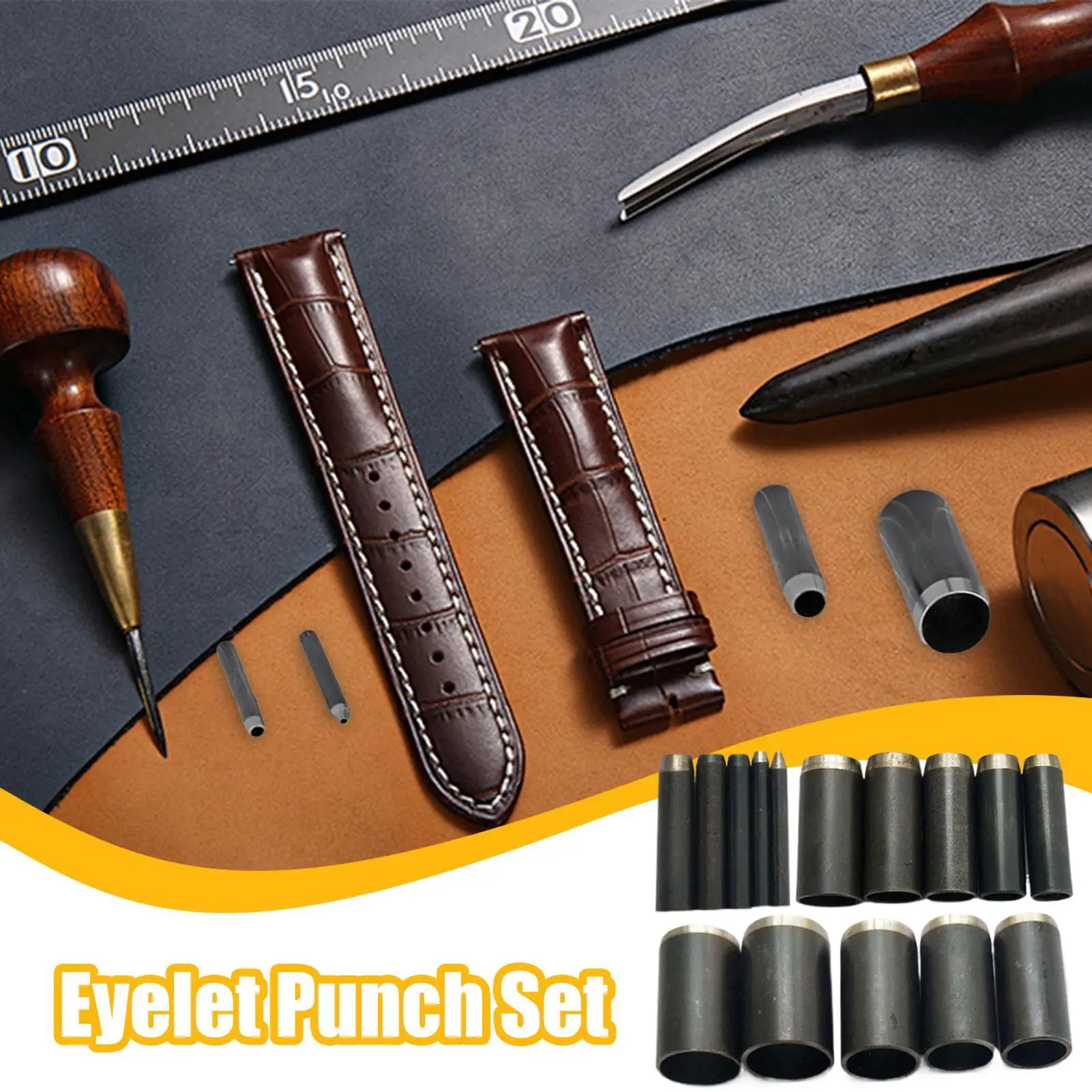 

15 Pieces Leather Hole Punch Set Round Eyelet 1-15 MM Inside Diameter Grommet Mold Ring Air Hole Installation Tools