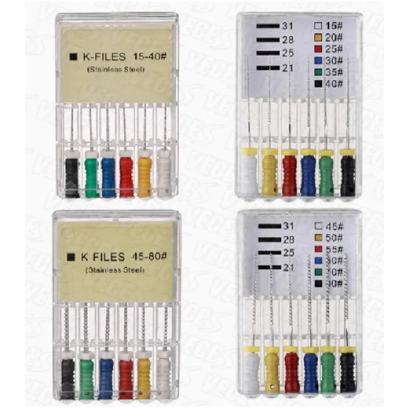 10 коробок, стоматологические ручные K-файлы 21/25 мм, эндодонтические файлы для корневых каналов из нержавеющей стали, стоматологические инструменты, стоматологические файлы, лабораторное оборудование