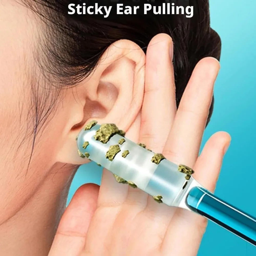 48pcs Reusable Sticky Ear Cleaning Sticks Flexible Soft ABS Handle Reusable Ear Cleaning Tools Washable Rubber Head
