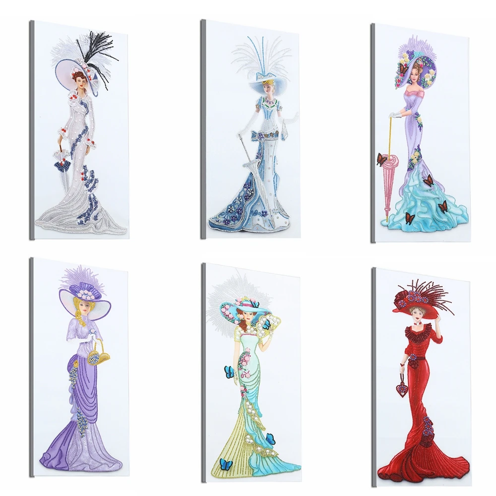 1 teil/satz DIY Kleid Dame Diamant Malerei Bilder für Anfänger 30cm * 60cm Kristall Strass Diamant Kunst Kits für Erwachsene groß
