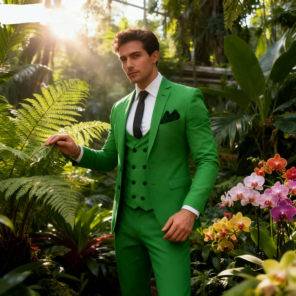 

Men's Fashion Brown Slim Fit 3-Piece Suit Set with Blazer Vest Pants - Casual Wedding Prom Business Groom Tuxedo Clothing