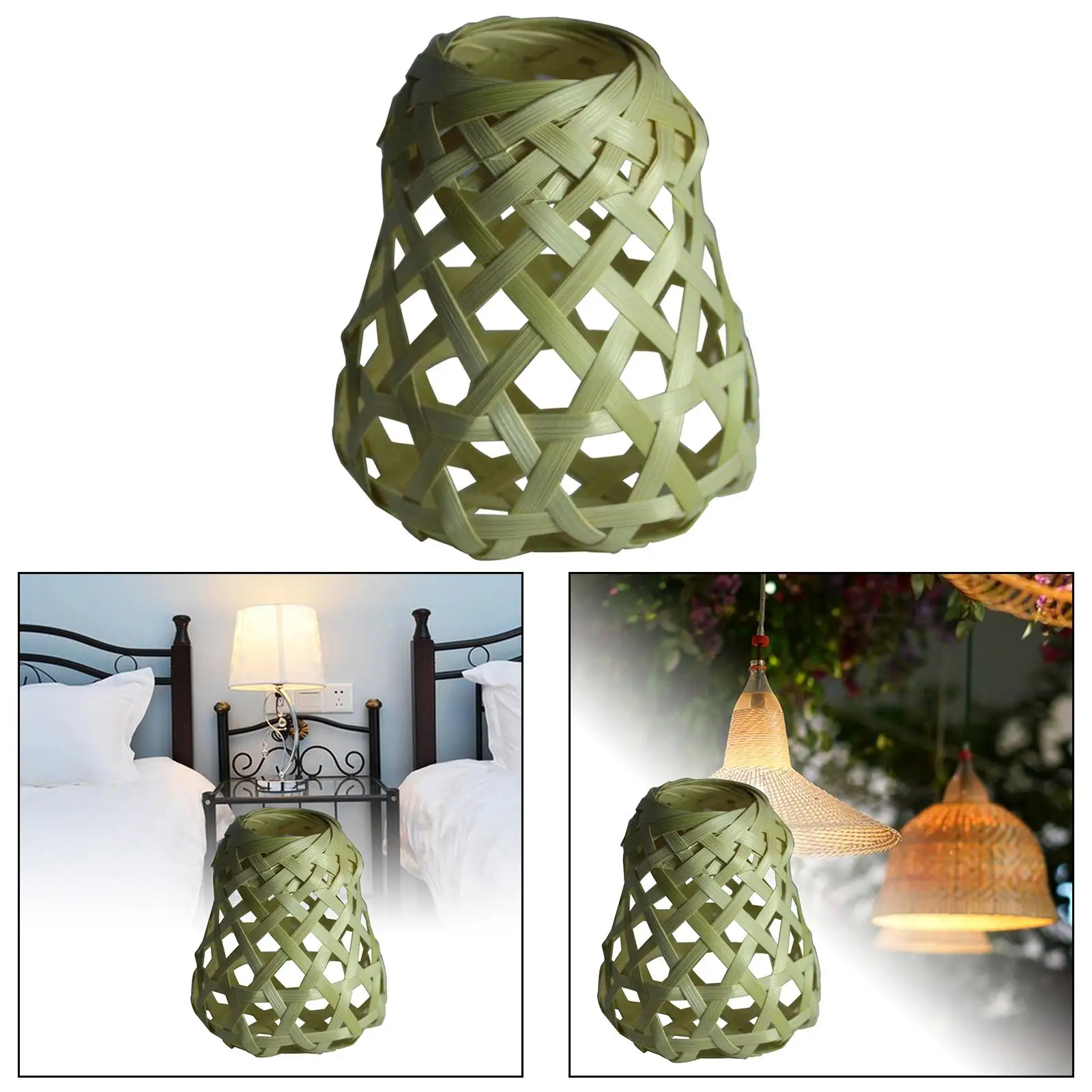 Rustic Bamboo Lamp Shade Lamp Cage Light Cover Hand Weaving Lampshade for Restaurant Decoration Hallway Desk Lamp Dining Room