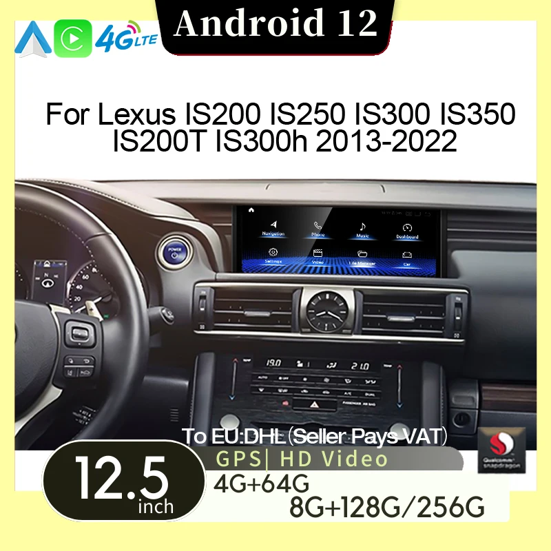 

Android 12 Support GPS Radio 10.25" Car Multimedia Player Wireless Carplay For Lexus IS 200 250 300 350 200t 300h RC 2013-2022