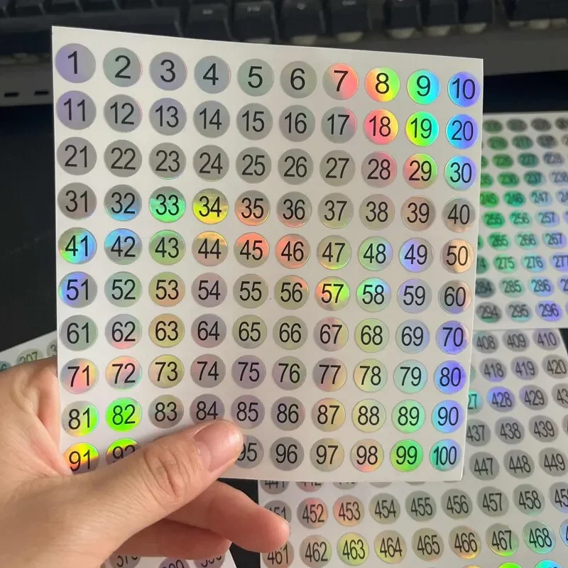 5 fogli (1-500) Etichetta adesiva con numero laser per punte di colore per smalto Display Adesivi per marcatura Numero Guida Strumenti per manicure fai-da-te