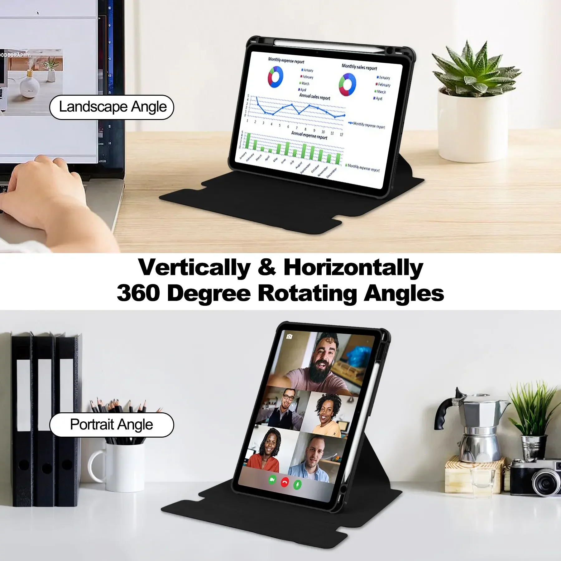 For Lenovo Xiaoxin Pad 2024 TB331FC/ Tab M11 Tablet Case 360 Rotation cover Acrylic stand with Pencil Holder Auto-sleep function