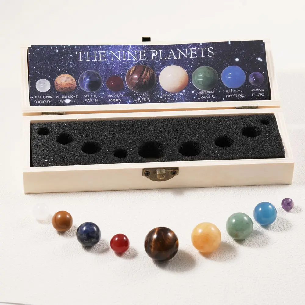 Solar System Natural Crystal Gemstones Set 9 Planets Sphere Ball Stone Galaxy Model Ornaments Gift Home Office Decor image 3