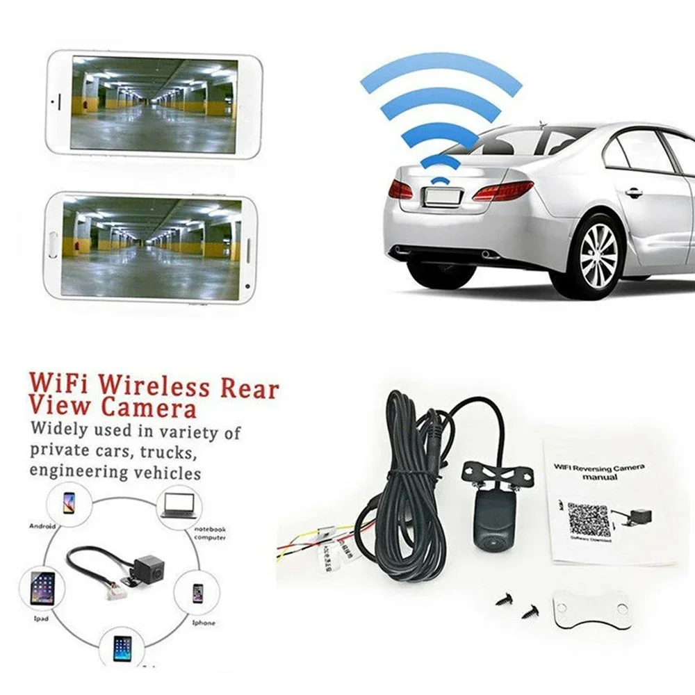 Cámara de respaldo inalámbrica WIFI cámara de visión trasera para coche WiFi cámara de respaldo IP67 impermeable LCD dispositivo de Monitor de marcha atrás inalámbrico