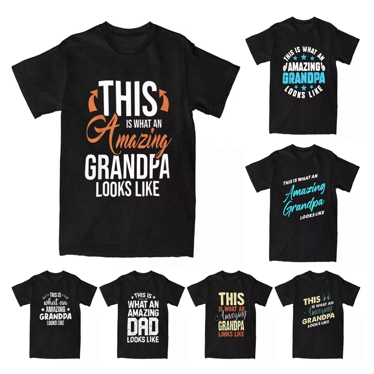 Vintage This Is What An Amazing Grandpa Looks Like Granddad Papa T-Shirt for Men Cotton T Shirt Family Tees Plus Size Clothing