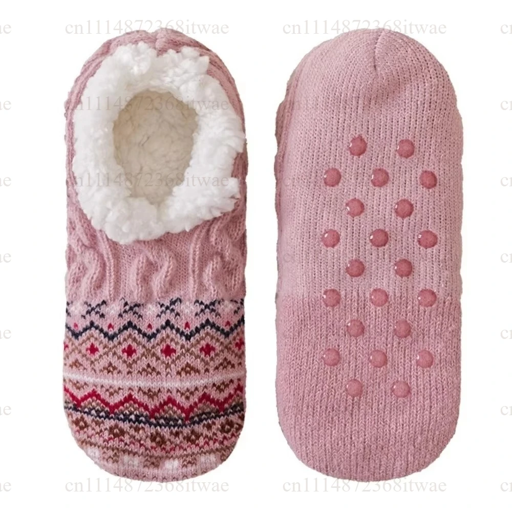 Adult 35-41 Women Sherpa Fleece Floor Socks Thickened Warm Non‑Slip Indoor Slipper Socks Cozy Plush Home Socks Winter Autumn