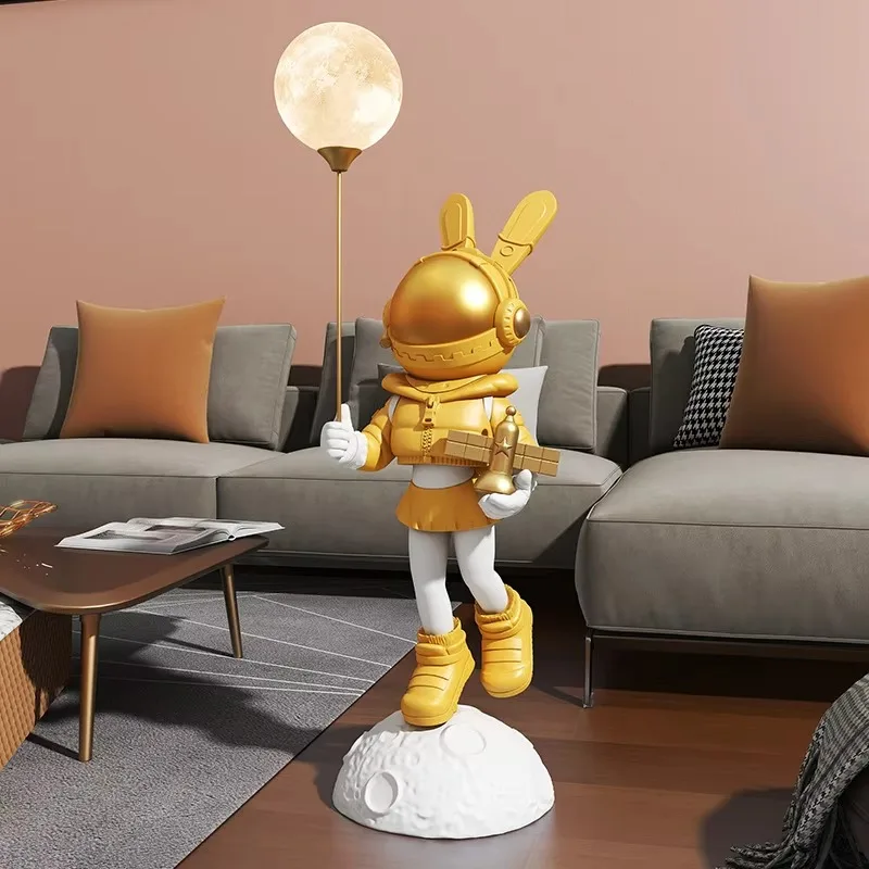 Household Space Beauty Light of The Moon Landing Place Girl Sitting Room Bedroom Floor Space Sculpture Handicraft