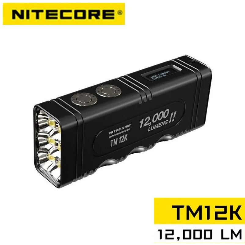 NITECORE TM12K Flashlight 12000Lumens LED Torch Beam Throw 250meter USB-C Rechargeable HIGH Brightness Tactical Lantern Hunting