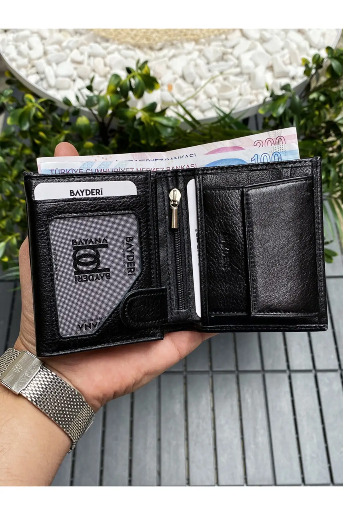 

Genuine Leather Handy Black Gentle Wallet with Coin Holder Gifts for Men Multi Compartment Money Bags Father's Day