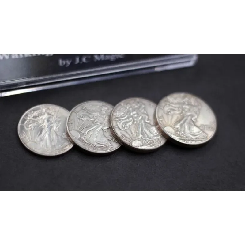 Four in One Walking Liberty Half Dollar Set Close Up Magic Tricks Coin Appear Vanish Magia Magician Accessory Illusion Mentalism