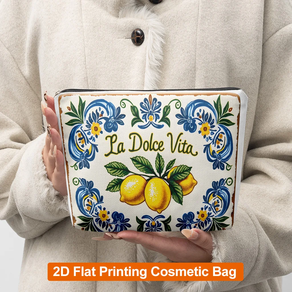 

Lemon Makeup Bag with Zipper Closure Foldable Portable Toiletry Suitable for Travel Lemon Flowergift for Women Graduations Gfit