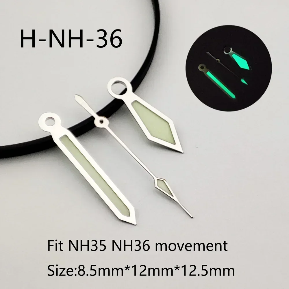 NH35 Lancette Puntatore Ago SUB/SKX007 Lancette dell'orologio Accessori per orologi luminosi verdi adatti per lancette dei secondi Nh35 Movimento Nh36