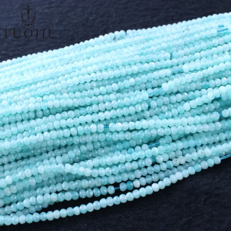 

New 2x3mm Faceted Beads Small Loose Natural Amazonite Gemstone Beads for Jewelry Making Bracelet DIY Accessories