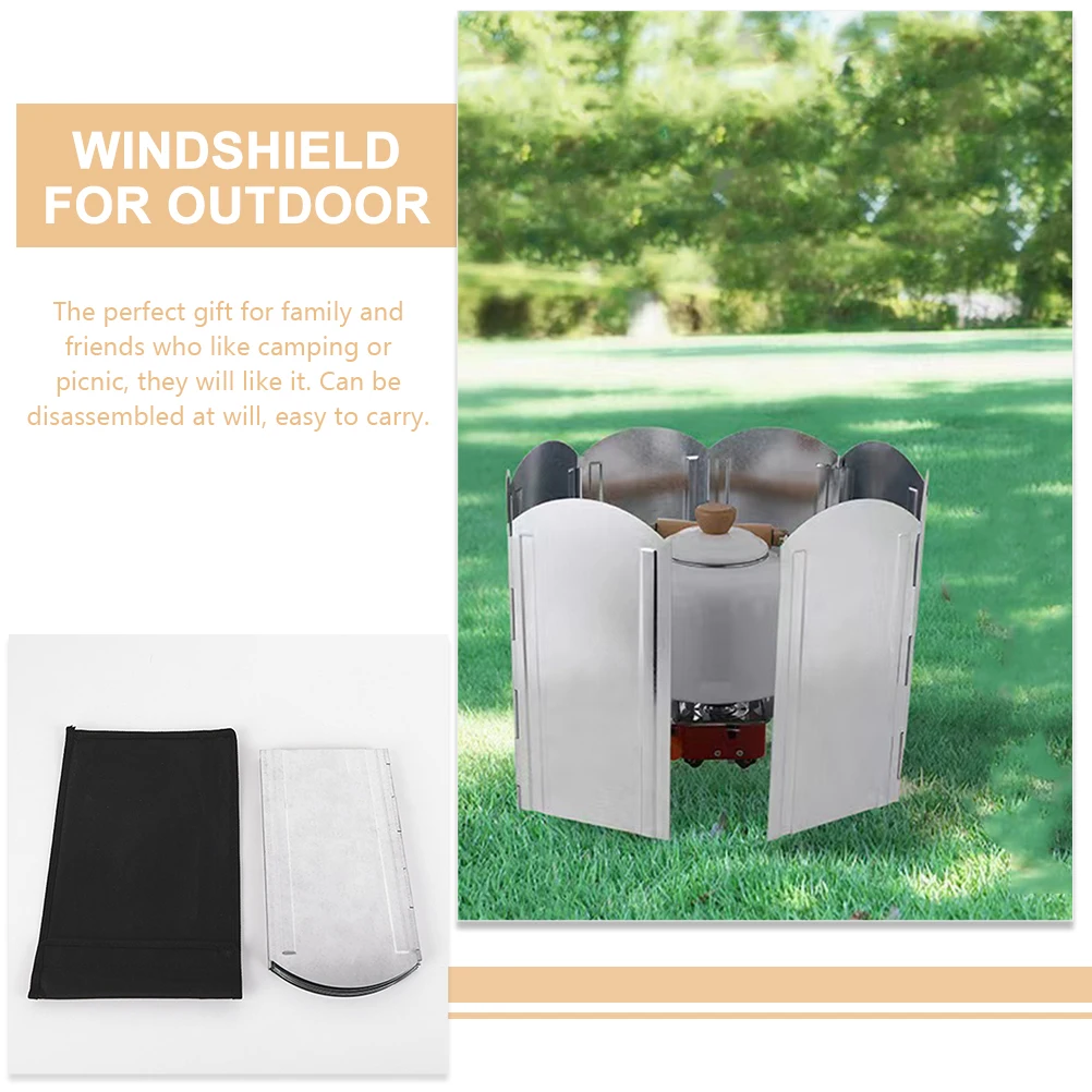 

1 Set Of Portable Windshield For Camping Lightweight Foldable Windscreen Burner Windproof Stove Outdoor Bbq Cooking Anti-Wind