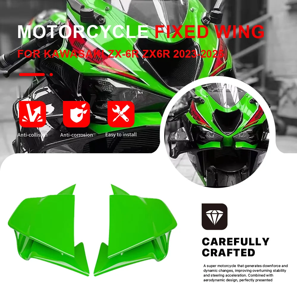 

Motorcycle Fixed Wing Spoiler For KAWASAKI ZX-6R ZX6R 2023-2025 Aerodynamic Wing Side Winglet Windshield Wing Aileron Fairing