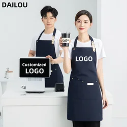 Customized apron with personalized logos for men and women, kitchen chef, baking and cleaning, restaurant salon, waterproof bib