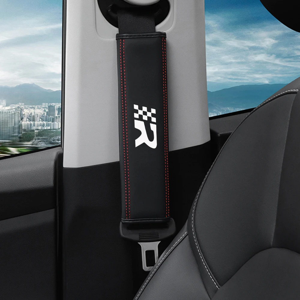 1Pcs Car Seat Belt Shoulder Covers Guard Safety Neck Cushion R logo For Seat Leon Cupra ALTEA IBIZA  Ateca Fender Rear Nameplate