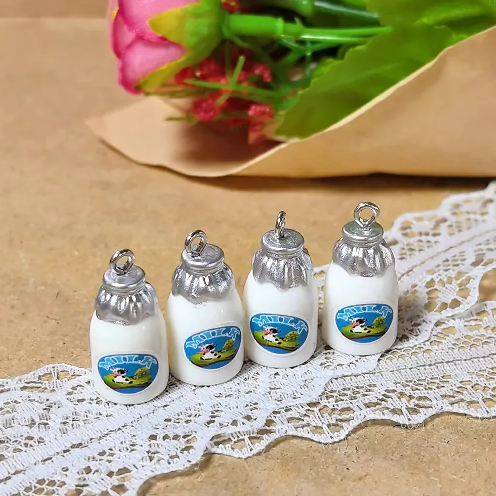 10 unidades/paquete de dijes de resina con forma de botella de bebida Kawaii, colgantes en miniatura de botella de leche 3D, accesorios para joyería DIY, para el Día de la Madre, pendientes.