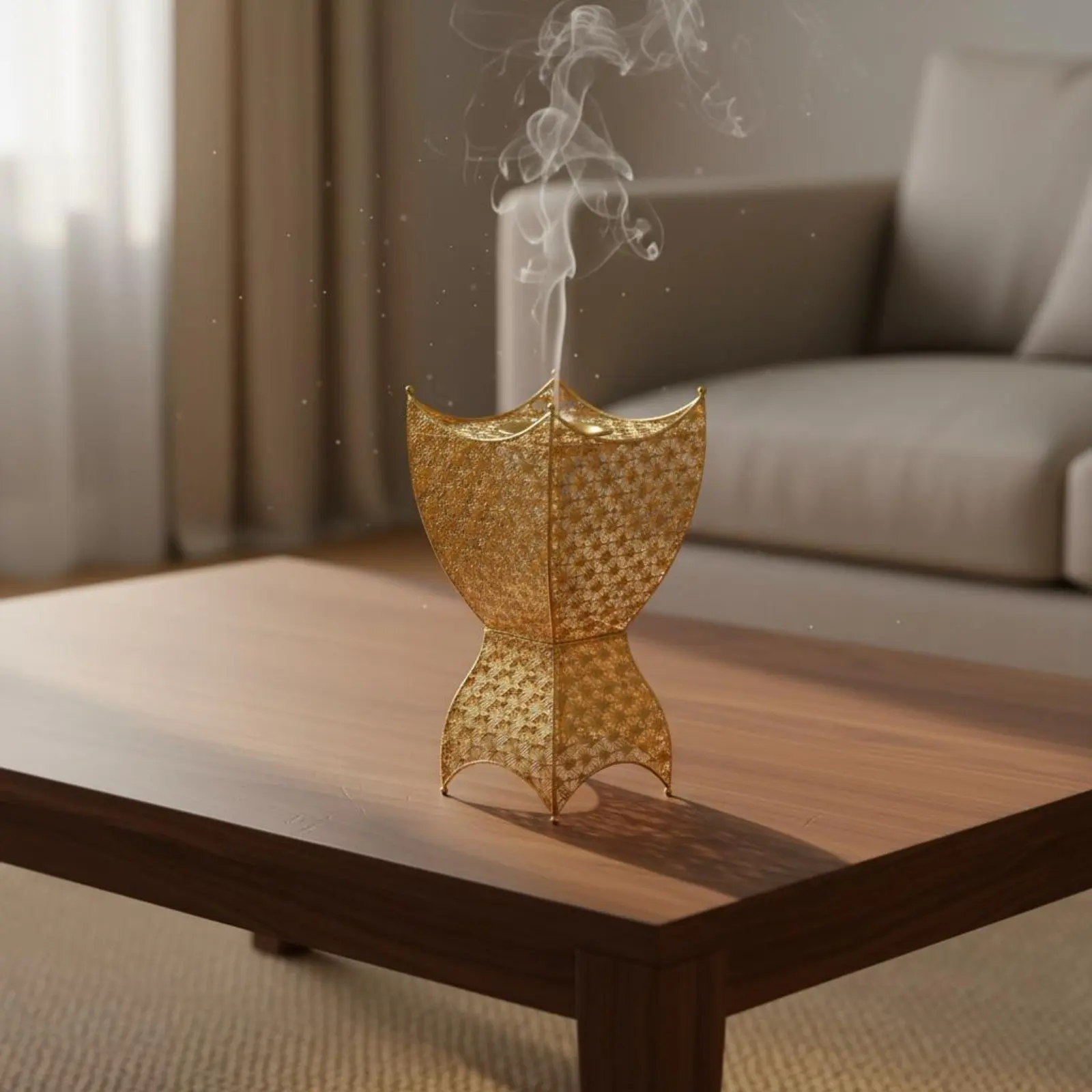 

Arabic Design Incense Burner Long-Lasting Hollow Metal Incense Burner Table Ornament Floral Design Home Decor for Living Room