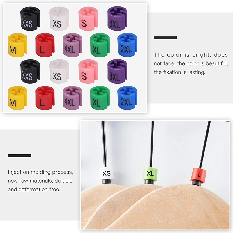 

LDHL 290 Pcs Snap Retail Clothes Hanger Size Markers Garment Tags Xxs To 4Xl Size Coding Colored Dividers Hanger Sign Buckle