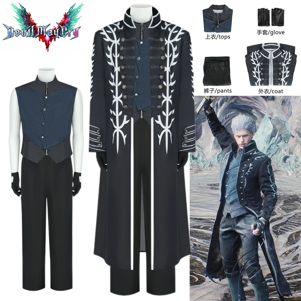 

DMC Вергиль Косплей Игра Нило Анжело Костюм Парик Вергиль Косплей Униформа Хэллоуин Карнавал Вечеринка Фэнтезийный Наряд Одежда Мужчины Cos