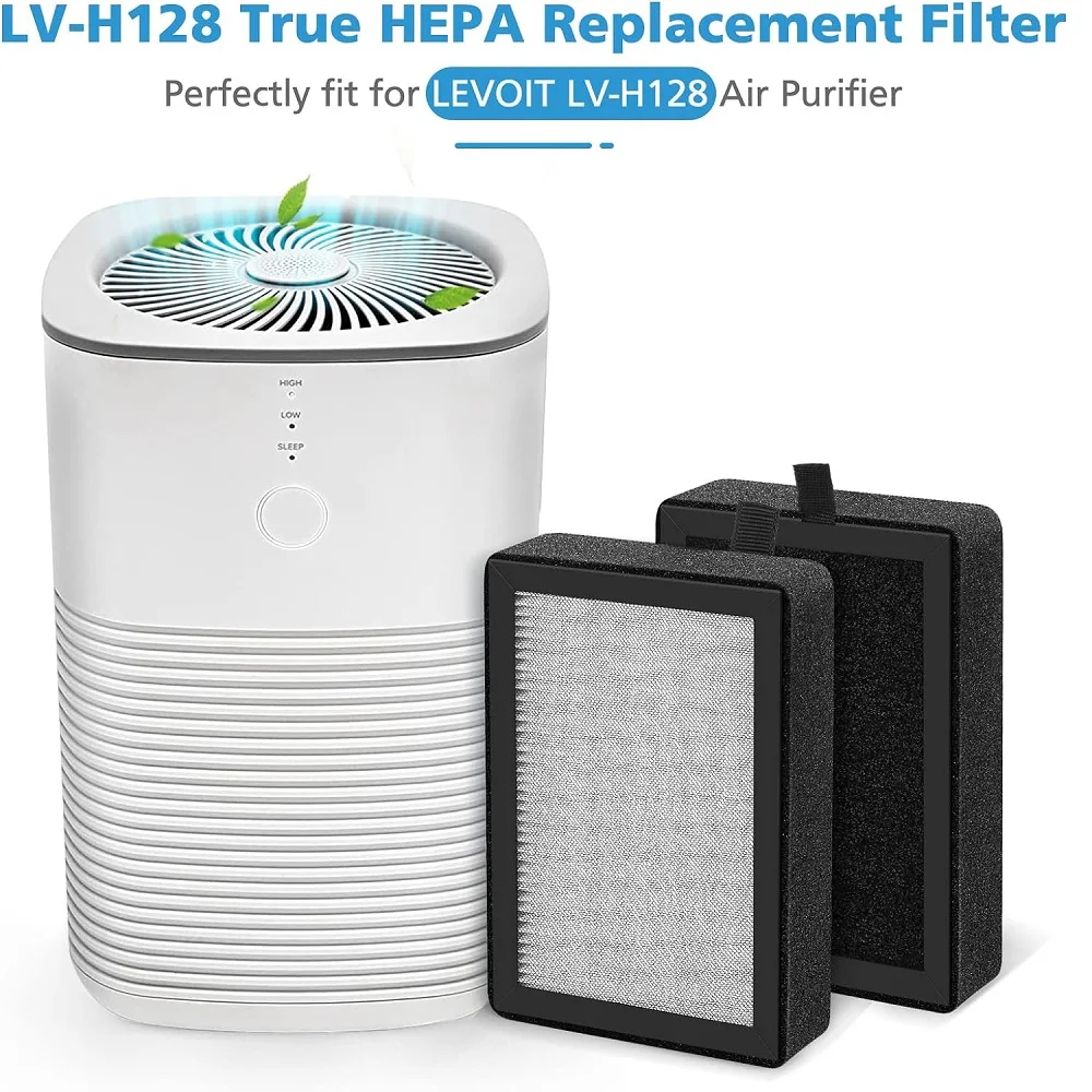 4 Pack LV-H128 Filter Compatible with LEVOIT LV-H13EU/PUURVSAS (HM669A)/ROVACS (RV60) Air Purifier H13 True HEPA Filters